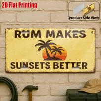 D Flat Rum Makes Sunsets Better Aluminum Sign Perfect for Bar Cafe Display Kitchen Living Room Garden Wall Dining Room 15x30cm(5.9x7.8inch)