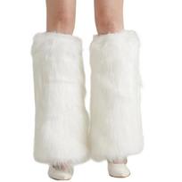 Christmas Party Leg Warmer Soft Plush Leg Sleeves For Seasonal Festival Celebration Indoor Outdoor Warm Leg Covers 1 balta
