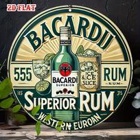 D Metal Sign Bacardi Superior Rum Vintage Retro Bar Pub Tin Wall Art for Home Decor 20x20cm(8x8inch)