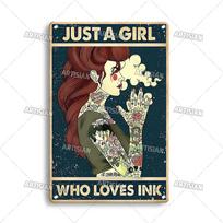 Artisian Tattoo Metal Poster Job Tin Sign Hobby Vintage Decorative Plaque Wall Decor Garage Bar Pub Club Hotel Cafe Kitchen Home 20x30cm（7.8x11.8inch）