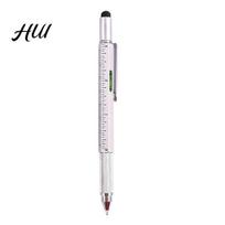 Sturdy Metal Construction Pen 6-in-1 Multitool Multi-Functional with Ruler Level Gauge Ballpoint Quality Check Stylus Screwdriver Christmas A sidabras