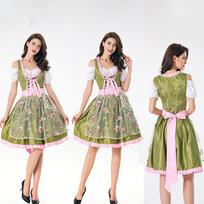 Bavarian Oktoberfest Dress for Women - Traditional Bar Costume XL žalia