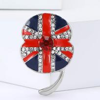 Luxury Rhinestone Poppy Flower Brooches for Women Unisex Enamel Plant Pins Banquet Party Backpack New Gifts Jewelry Accessories