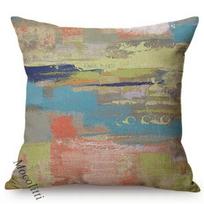 Mosaic Graffiti Art Pillowpase Abstract Geometric Line Sofa Decorative Throw Pillow Case Cotton Linen Car Cushion Cover Peach skin 18*18(CM)-1Pcs