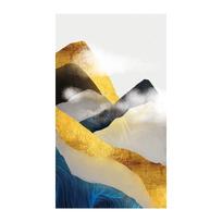 Šiuolaikinis paprastas abstraktus Auksinio kalnų paukščio peizažo paveikslas Mėlynas kalnų triptikas svetainės miegamojo sieninis paveikslas 20x30cm No Frame kanarėlių geltona spalva