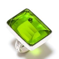 Peridot Gemstone Handmade 925 Sterling Silver Gift Jewelry Ring Size 6 D1L37 yellow