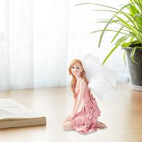 Angel Figurine Desktop Ornament Accessory Decoration Sculpture Girl Statue for Bookshelf Style D
