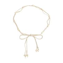Ethnic Style Braided Waist Chain for Women Stretchy High Waist Belt Artistic Waist Ornament with Beads Detailing balta