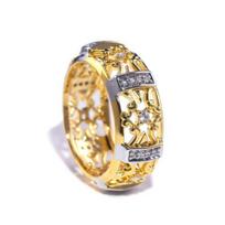 Yousheng Women Ring Vintage Style Hollow Carving Two-tone Ancient Bling Cubic Zirconia Ladies Finger Ring Fashion Jewelry US 7 auksinė