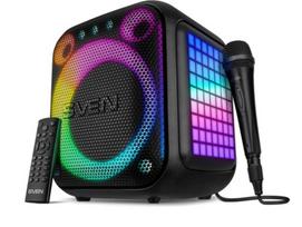 Portable speaker SVEN PS-880, black, power output 110W (RMS), TWS, Bluetooth, FM, USB, microSD, LED-display, lithium battery | SV-022853