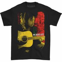 Zion Rootswear Mens Bob Marley Playing Guitar Black Tee Shirt NWT S XL brown