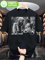 Men's T-shirt with Aphex Twin Logo/classic Poster Pattern for Music Concerts and Daily Casual Wear - Men's Summer Cotton Grap... S įvairiaspalvis