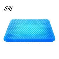 Comfortable Office Chair Pad Cool Gel Seat Cushion for Long Sitting Soft Breathable Cooling Spine Support Honeycomb Protects Wheelchair Car mėlyna