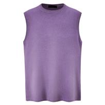 American High Street Stir-Fried Color Crew Neck Tank for Men, 2026 Summer Trendy Brand Loose Basic Export Casual Sleeveless T-Shirt S violetinė