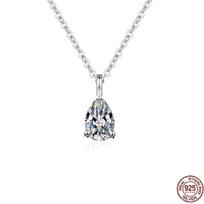 Classic Minimalist 925 Sterling Silver Waterdrop Chain Pear Cut Zircon Pendant Necklace for Wedding, Party, Gift, Anniversary