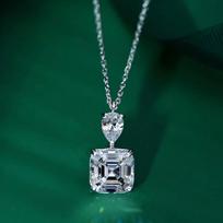 HIBRIDE Fashion New Silver Necklace Pendants for Women Water Drop Design White Gemstone Jewelry Wedding Party P63 46cm&pendant