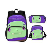 Abby Hatcher Round Front Bag Backpack Pen Bag Shoulder Bag 3Pcs Set Cartoon Print Student Boys and Girls School Birthday Gift