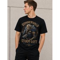 Men's Norse Mythology Graphic Tee Short Sleeve Crew Neck Soft Cotton Blend Casual Wear Featuring Thunder God Viking Warrior Art Design S juoda