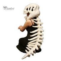 Halloween Party Accessory Dinosaur Skeleton Costume, 3D Spinosaurus Skull Masque Headpiece And Spine, Festive Decor Plush Hood Costume for Halloween, 80 cm balta