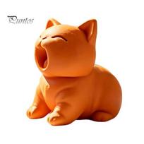 Miniature 3D Printed Cat Decor Figurine, Cute Screaming Ornament, Creative Printing Figure Kitten Sculpture Desktop Decoration for Home Office oranžinė