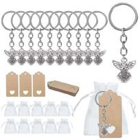 Angel Pendant Keychain Christening Gift Keyring with Thank You Kraft Pendant Bag 1