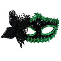 Masquerade Mask for Womens Butterfly Sequins Venetians Mask Party Evening Prom Ball Mask Halloween Cosplay Costumes žalia