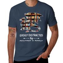 Distracted By Easily Dragons Books And TShirt Urban Style Print TShirt S