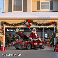 2D door banner 1pc retro Santa Claus car repair garage door banner, cheerful Christmas decoration, holiday party decoration 47.2x31.5inch/120*80cm