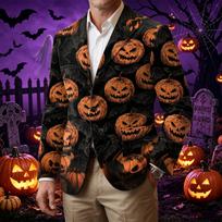 Men's Business Casual Corduroy with Halloween Print L rožinė