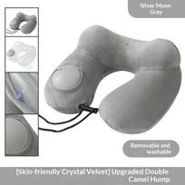 U-Shaped Comfortable Self-inflating Air Pillow Neck Support Inflatable Airplane Travel Neck Pillow Inflatable Sleeping Pillow pilka spalva