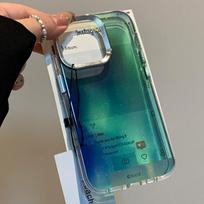 Gradientinis žalias žydintis telefono dėklas Apple iPhone 16Promax-Minkštas silikoninis smūgiams atsparus kūrybinis telefono dangtelis iPhone16/15/14/13/Pro/Promax Iphone16 Promax