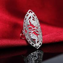 Hollow Carving Flower Finger Ring Women's Jewelry Gift 10