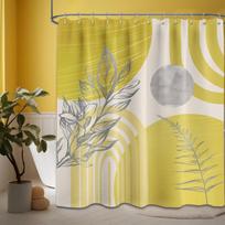 Mid-Century Modern Shower Curtain Black and White Shower Curtain for Bathroom Decorative Abstract Shower Curtain with Hooks W90xH180cm