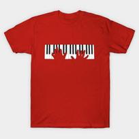 Men Black Print T-shirt Piano Hands No-Cut Transfer Paper Print Cotton Tshirt XL raudona