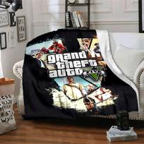 1 vnt. Grand Theft Auto minkštas flanelinis pledas su dizainerio spauda. Jaukus pledas visais metų laikais, puikiai tinkantis ant sofos, lovos, biure 80x120cm