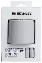 Stanley 2 apsauginių dangtelių ir šiaudelių rinkinys termoso puodeliams 1,18 l „The Quencher Boot“ + šiaudelio formos dangtelis, šviesiai pilkas