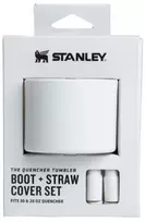 Stanley 2 apsauginių dangtelių ir šiaudelių rinkinys termo puodeliams 0,89 l | 0,59 l „The Quencher Boot“ + šiaudelio formos dangtelis šviesiai baltas