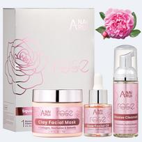 ANAiRUi Rose & Squalane Skincare Gift Set, 3-in-1 Hydrating Purifying Facial Care Kit