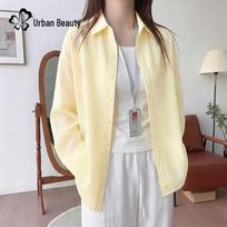 Women's Loose Fit Linen Blend Button-Up Shirt XL