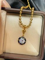 S925 Silver Plated 18K Gold Gun Black Water Drop Light Luxury High-end New Style Simple Diamond Design Women's Pendant Necklace