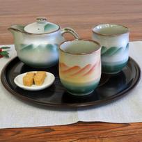 Waza no Kura Stylish Pair Teacups and Teapot Kutani Renzan Japanese Made in Perfect Gift for or 88th Birthday Celebrations Set, Ware, Design, High-End