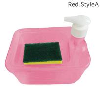 Hand Soap Dispenser Automatic Soap Dispenser And Scrubber Holder With Sponge 2-In-1 Liquid Soap Dispenser With Dishwashing Brus raudona