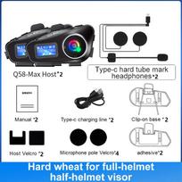 Q58-MAX Motorcycle Helmet BT Headset Intercom  Dual 500M LED Lighting IP65 Rateddeep Waterproof Stereo FM Radio Interphone
