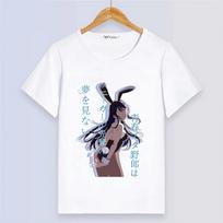 Anime Rascal Does Not Dream of Bunny Girl Senpai Summer Short Sleeve Cartoon Print Girls White Modal Women And Men T-Shirt 4XL