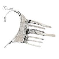 Silver Alloy Clip Earrings Ear Cuff for Women, No Piercing Metal Elf Multi Functional Hairpin Earring Cuff, Cartilage Climber Hair Styling Accessory Left