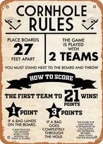 Shvieiart Games KORNHOLE TAISYKLĖS KLASIKINIS Plakatas   Retro Vintažinis Metalinis Ženklas Namai Vyro Urvas Menas Virtuvė 20x30cm（7.8x11.8inch）