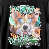 Funny Corgi Dog T-Shirt: Bootleg Hip Hop Style L