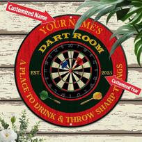 pc Personalized Retro Round Darts PlaqueCustom xcm Indoor Pub Garage Wall Art Gift (For Decoration Only) 20x30cm（7.8x11.8inch）