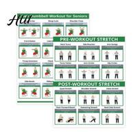 Home Gym Dumbbell Routine 2Pcs Chair Workout Poster for Seniors Low-Impact Seated Exercise Chart with Therapy Room Easy Routines Strength Flexibility Sets