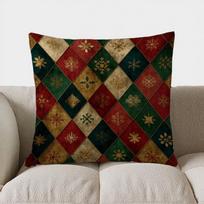 Christmas Snowflake Argyle Pattern Throw Pillow Cover With Short Plush Print For Living Room Sofa Decoration Cushion Cover Peach skin 18*18(CM)-1Pcs